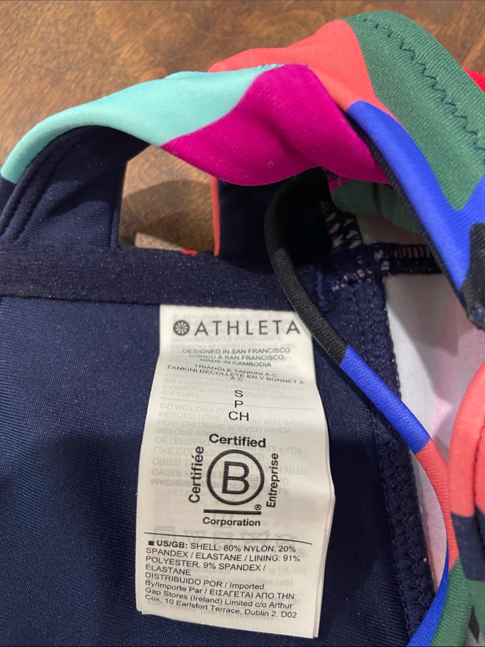 Athleta Multicolor Abstract Floral Tankini Top - Pink, Coral, Blue, Green, Black - Picture 5 of 6